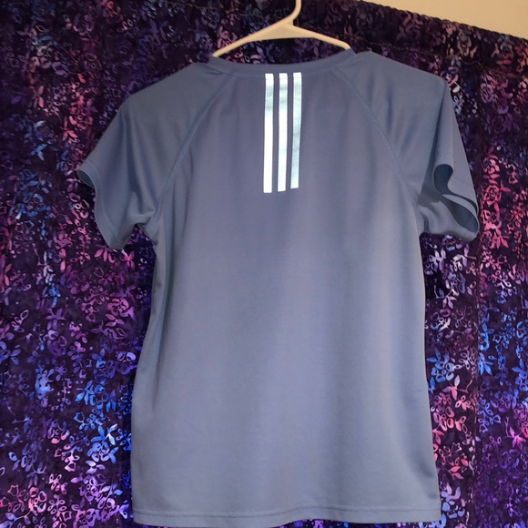 Adidas light blue athletic v-neck - Picture 2 of 3